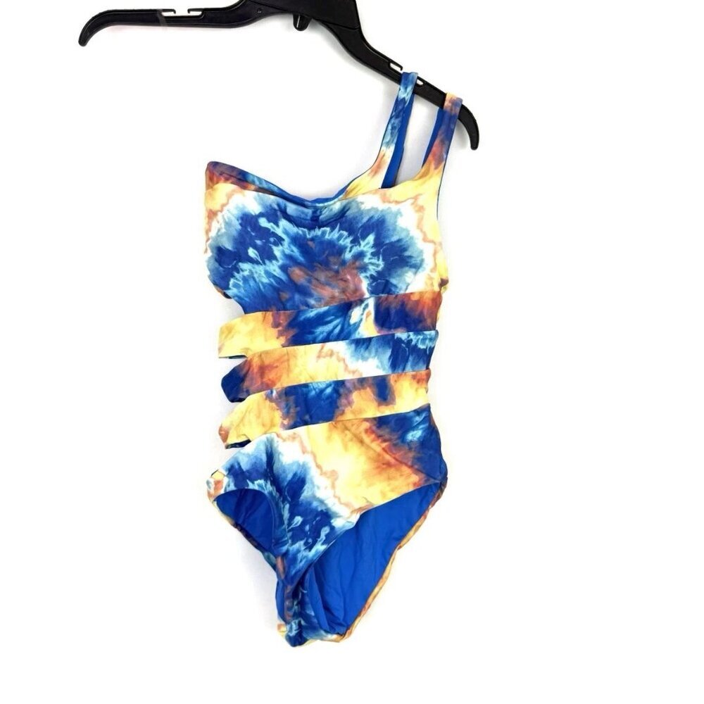 Becca Women’s Blue Yellow One Piece Swimsuit Size S